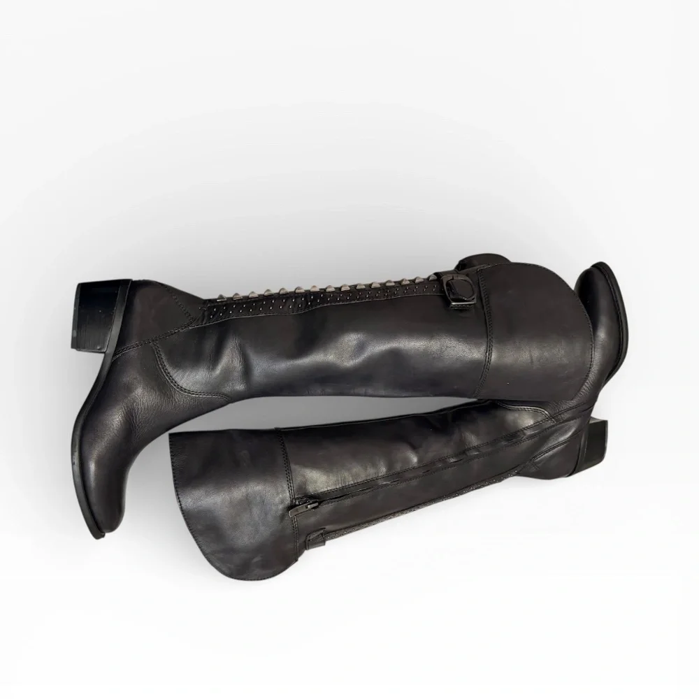 Vince camuto bollo black leather studded over the knee riding boots 8.5